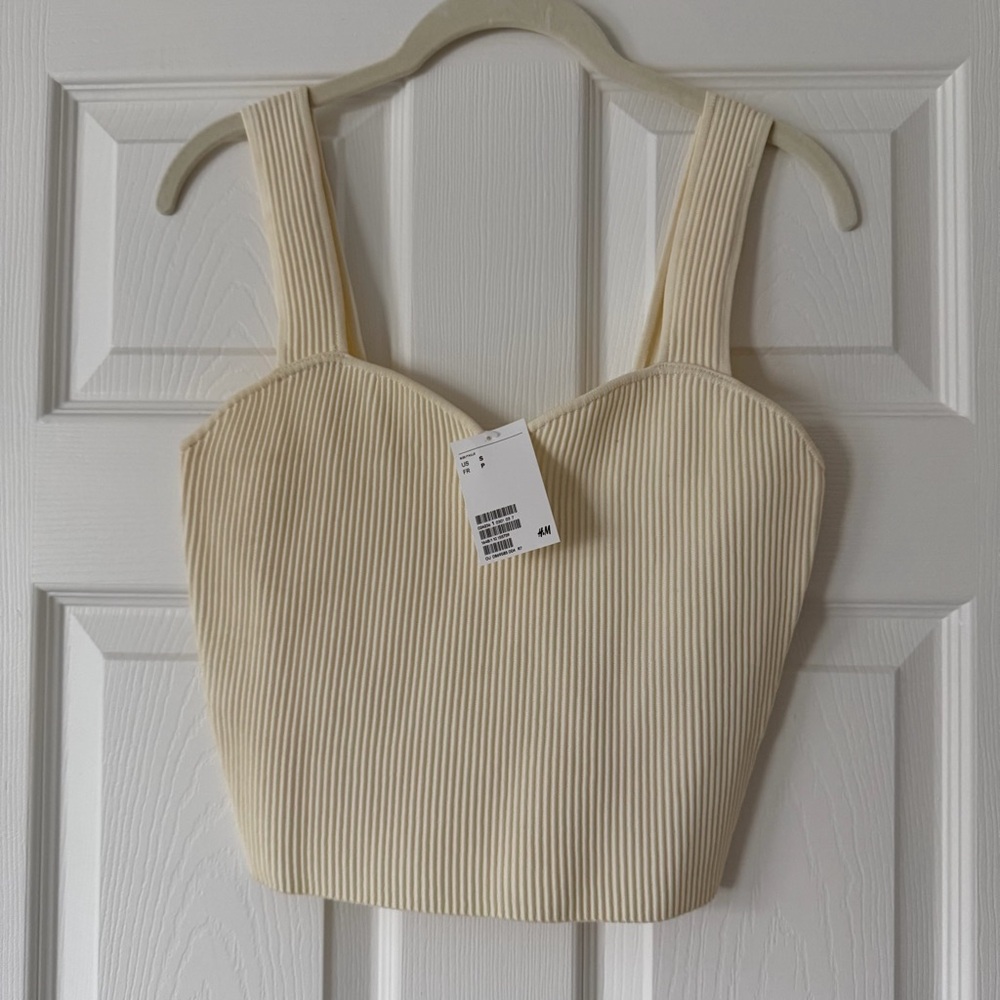 H&M Cream Ribbed Tank Top